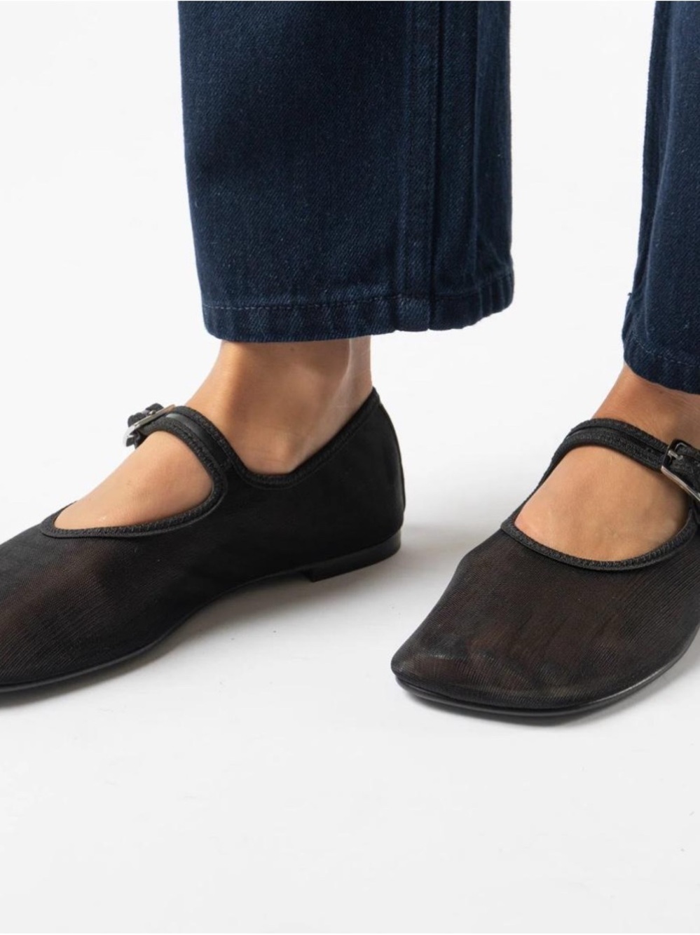 Sandy Liang Mesh Mary Janes in Black